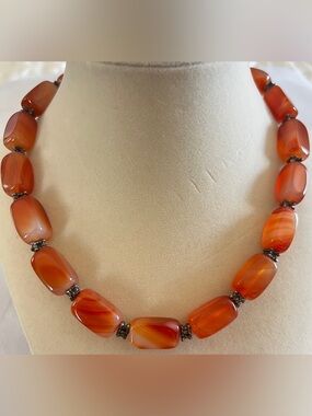 Carnelian-Style Orange Bead Necklace - Women Jewelry